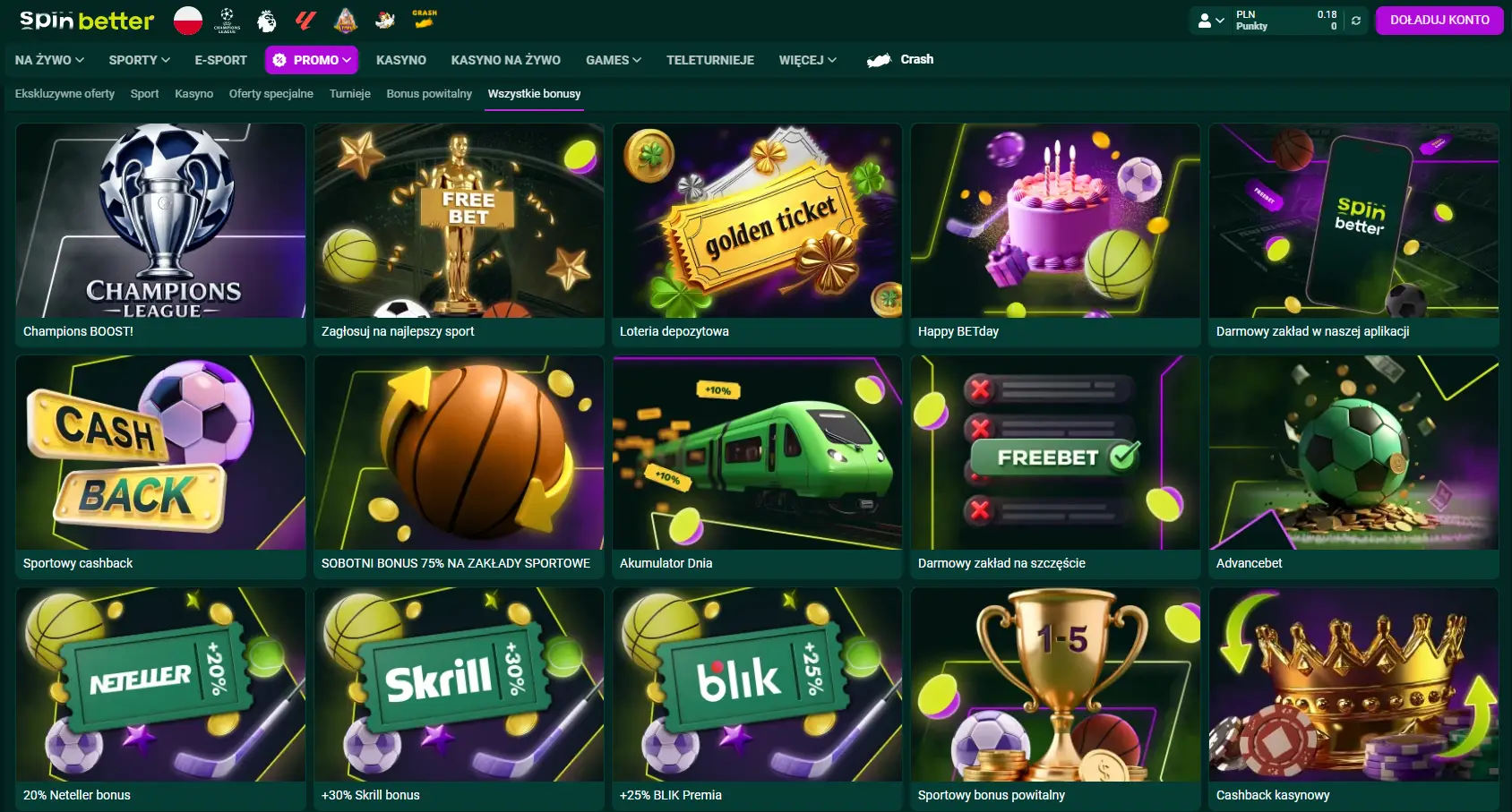 Bonusy w SpinBetter