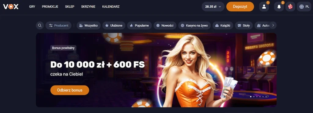 Vox Casino - strona główna